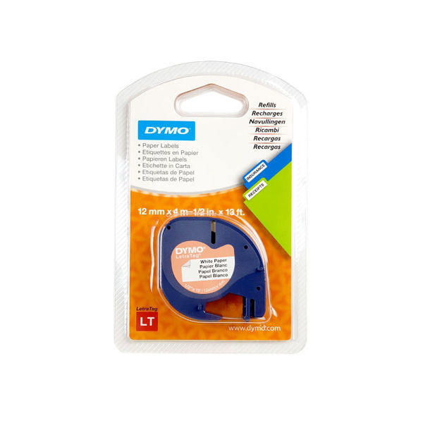 Picture of DYMO 91200 12MM X 4M WHITE PAPER LETRATAG TAPE